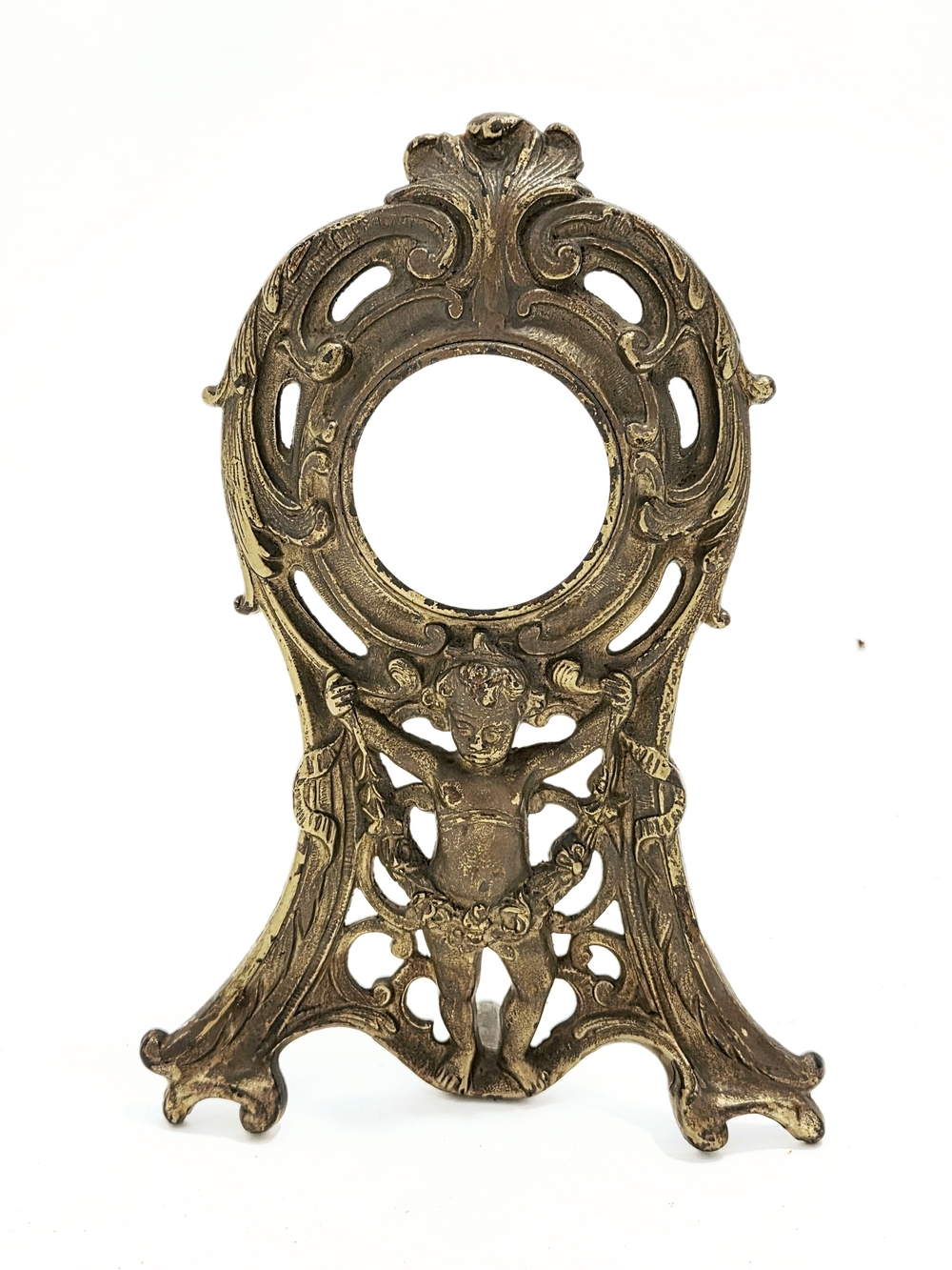 Antique Edwardian Ornate Gold Mantel Clock Cherub Design Circa 1906